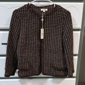 Max Studio Brown and White Textured Blazer NWT
